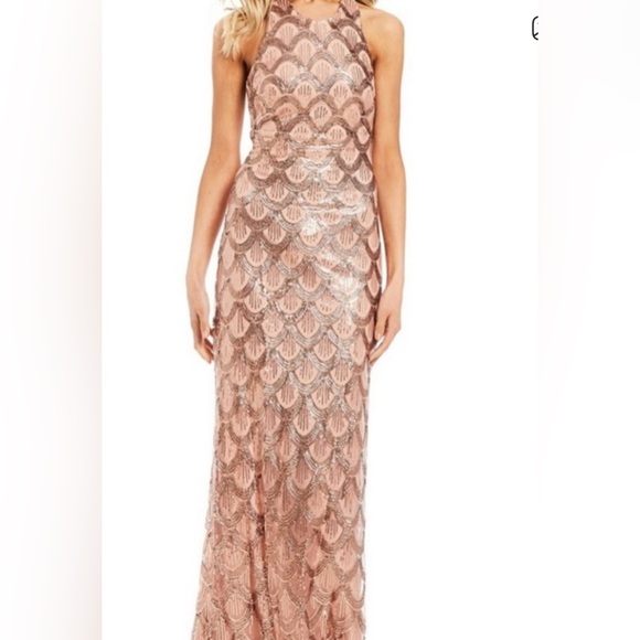 Downton Abbey rose gold sequin scallop pattern lined sz. 22W sleeveless - Picture 1 of 7